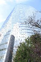 Dentsu's exterior, logo, and signboard